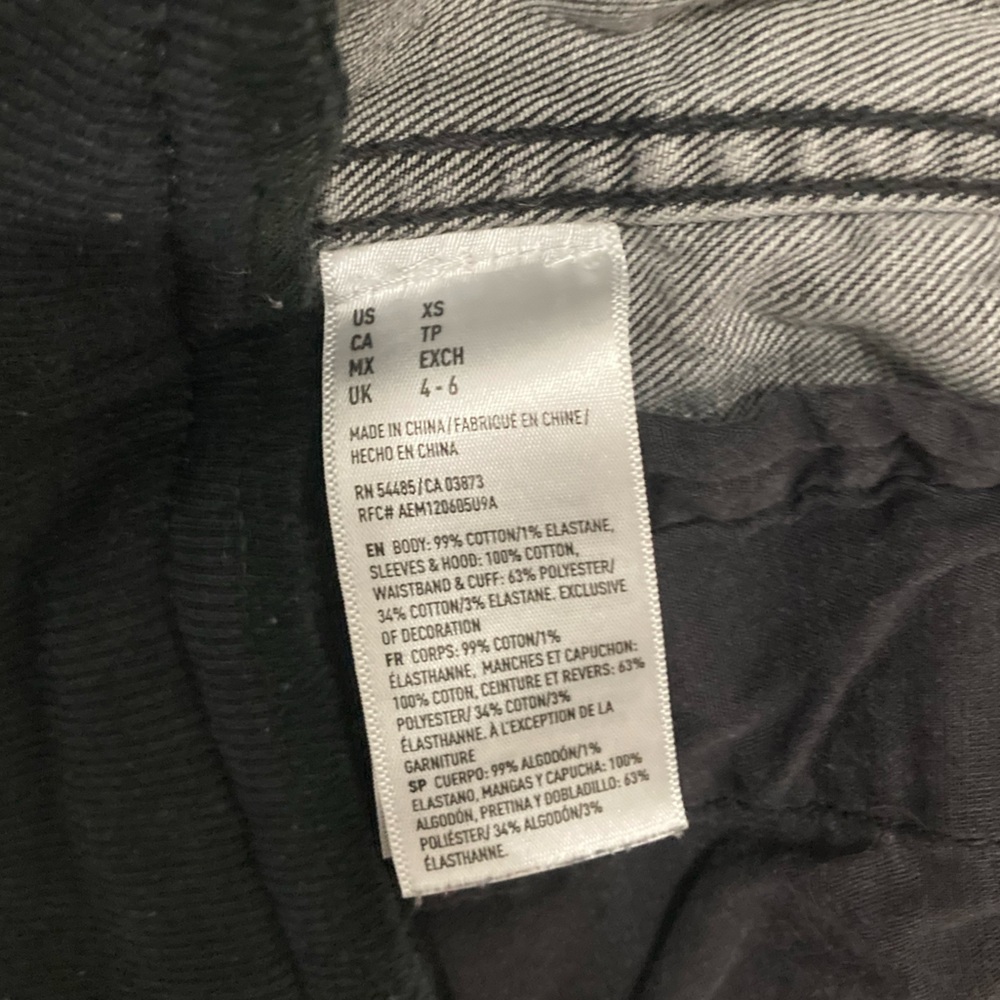 AEO 🦅 Black Denim Vest Sweatshirt Hoodie Jacket - Picture 11 of 11